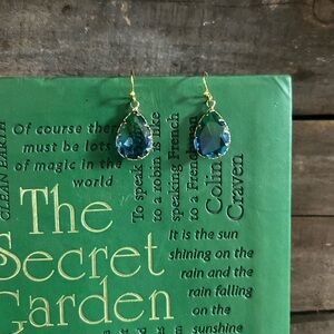 NWT. Blue and green glass drop earrings.